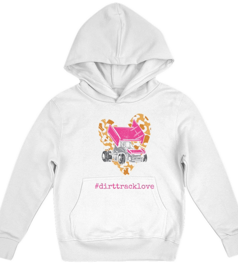 Sprint Car Dirt Track Love Racer Leopard Heart Pin Kids Hoodie