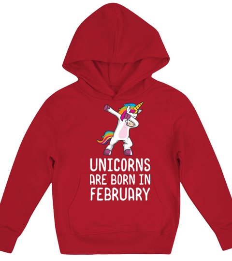 Unicorns Are Born In February Shirt Birthday Kids Hoodie