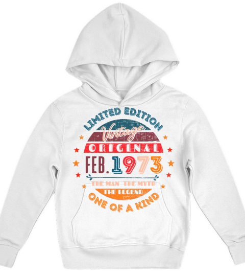 Vintage February 1973 Kids Hoodie