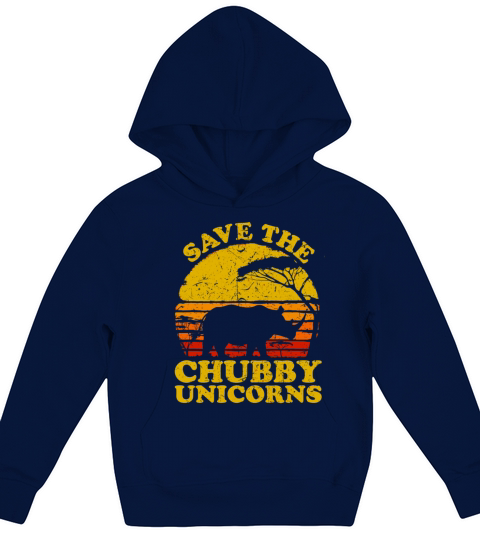 Vintage Save The Chubby Unicorns Costume Rhino Lov Kids Hoodie
