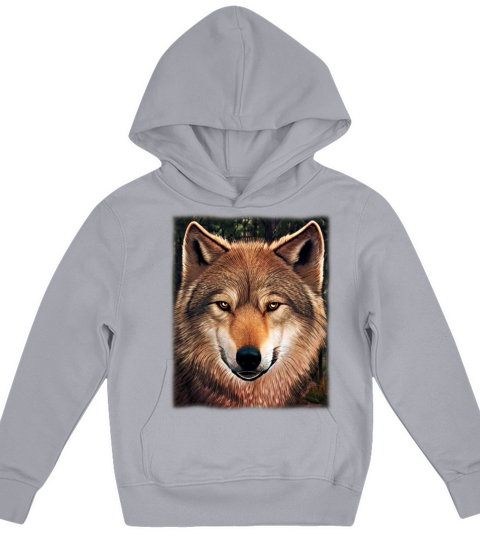 Wolf artwork design predator face imprint Kids Hoodie