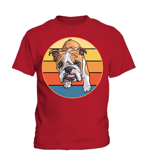 Bulldog Dog Breed Vintage Retro Sunset Kids T-Shirt