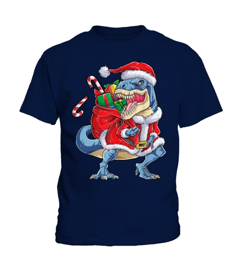 Merry Christmas Dinosaur Christmas Santa Claus T Rex Boys Men Funn Kids T-Shirt
