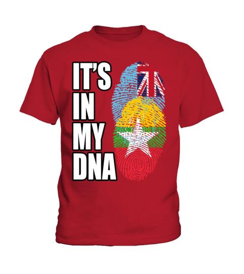Fijian And Burmese Mix Heritage DNA Flag Kids T-Shirt
