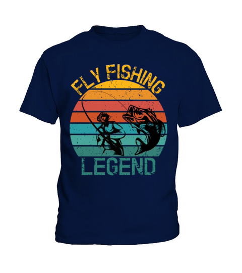 Fly Fishing Legend Sunset Vintage Fisherman Cool Kids T-Shirt