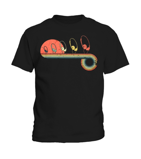 Headphones Retro Vintage Sunset Rainbow Color Kids T-Shirt