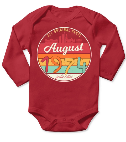 1974 In August Vintage Long Sleeve Baby One-Piece