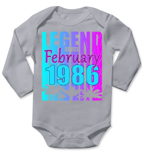 1986 Born Legend February Vintage Long Sleeve Baby One-Piece