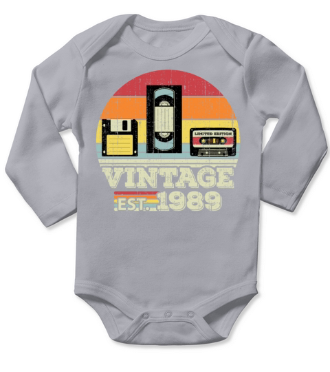 34 Year Old Vintage 1989 34th Birthday Gift Long Sleeve Baby One-Piece