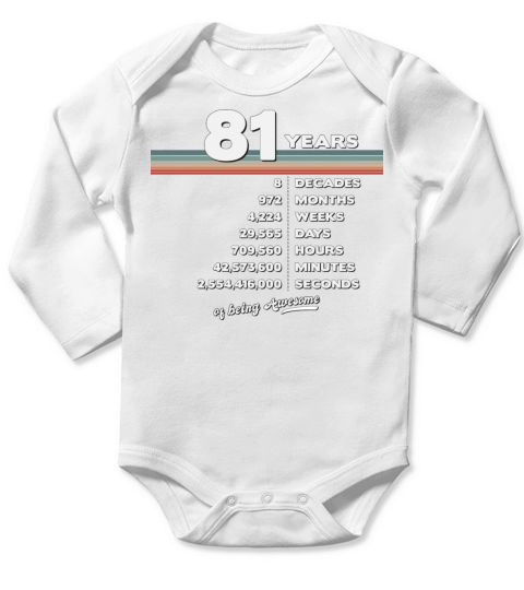 81st Birthday Vintage 81 Years Old Retro 972 Long Sleeve Baby One-Piece