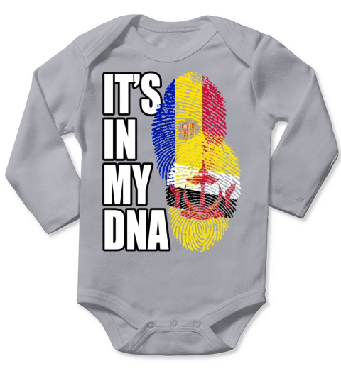 Andorran And Bruneian Mix Heritage DNA Flag Long Sleeve Baby One-Piece