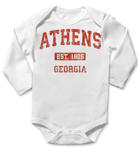 Athens Georgia Vintage Athletic Sports Design Long Sleeve Baby One-Piece