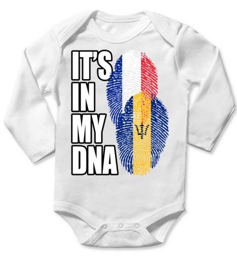 Barbadian And French Mix Heritage DNA Flag Long Sleeve Baby One-Piece