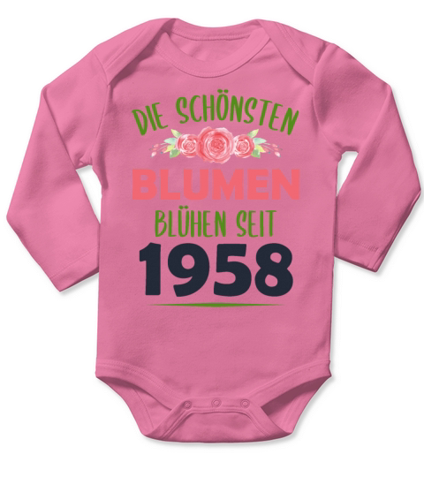 Born In 1958 Flowers Saying Birthday Gift Long Sleeve Baby One-Piece