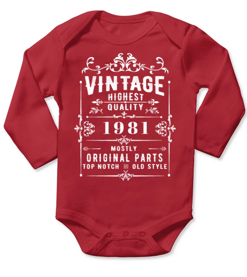 Born In 1981 Vintage Long Sleeve Baby One-Piece