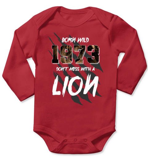 Born Wild 1973 Vintage 1973 49th Birthday Lions Long Sleeve Baby One-Piece