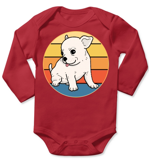 Cute Chihuahua Dog Breed Vintage Retro Sunset Long Sleeve Baby One-Piece