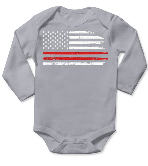 Drum Sticks On A Vintage American Flag For Drummer Long Sleeve Baby One-Piece
