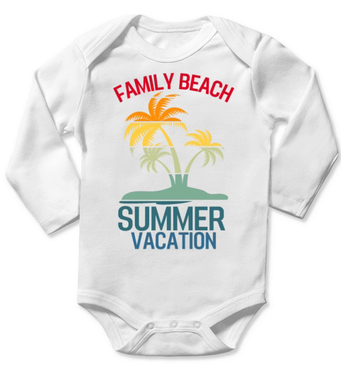 Family Beach Summer Vacation Sunset Vintage Long Sleeve Baby One-Piece