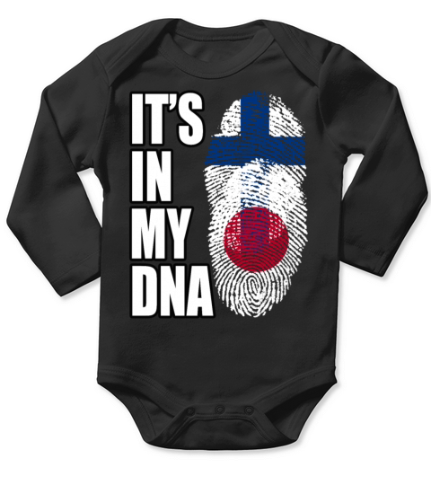 Finland And Japanese Mix Heritage DNA Flag Long Sleeve Baby One-Piece