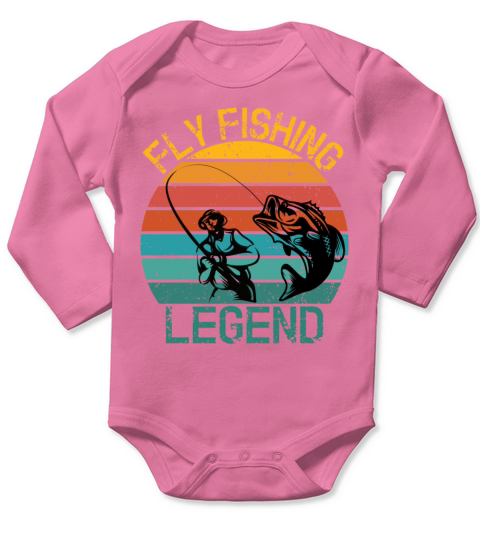 Fly Fishing Legend Sunset Vintage Fisherman Cool Long Sleeve Baby One-Piece