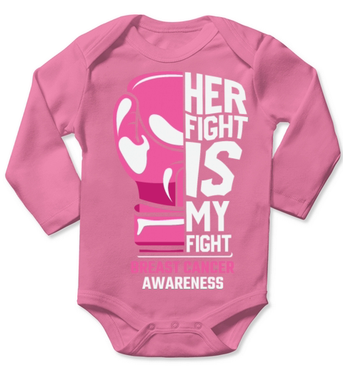 Hand Her fight is my fight breast cancer awareness Long Sleeve Baby One-Piece