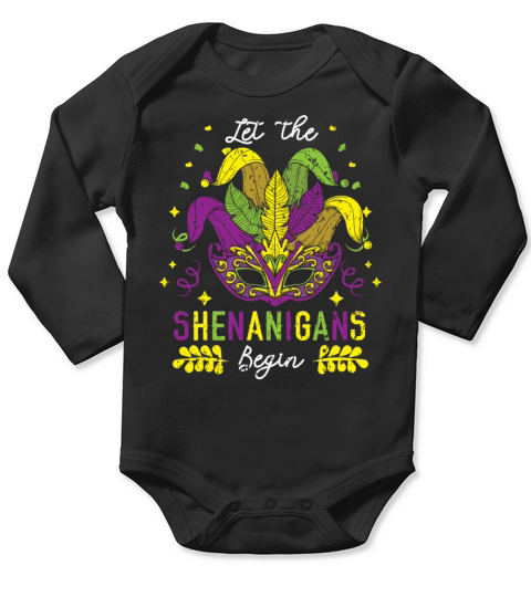 Let The Shenanigans Begin Mardi Gras Celebration Long Sleeve Baby One-Piece