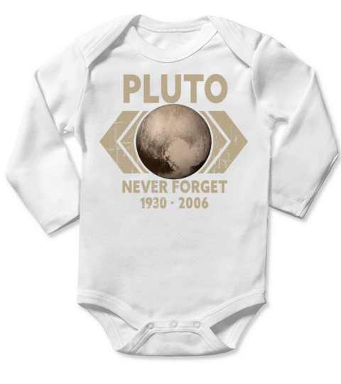 Never Forget Pluto Design Retro Style Funny Space Long Sleeve Baby One-Piece