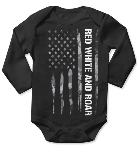 Red White And Roar - American Flag Long Sleeve Baby One-Piece