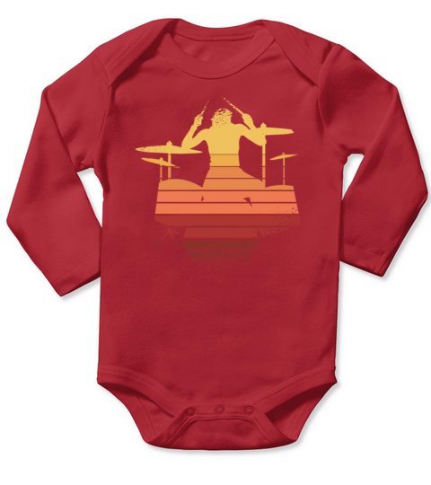 Retro Drum Player Gift I Vintage Drums Drumming Long Sleeve Baby One-Piece
