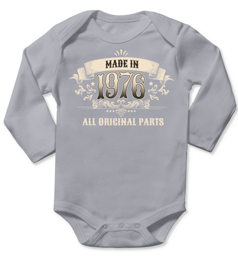 Retro Vintage Birthday Made 1976 Original Parts Long Sleeve Baby One-Piece