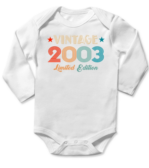 Vintage 2003 Limited Edition Birthday Long Sleeve Baby One-Piece