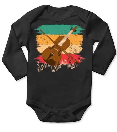 Vintage Eighties Style Violin Retro Violinist Long Sleeve Baby One-Piece