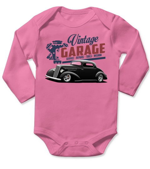 Vintage Garage Hot Rods Long Sleeve Baby One-Piece