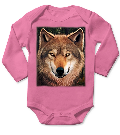 Wolf artwork design predator face imprint Long Sleeve Baby One-Piece
