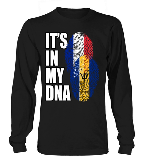 Barbadian And French Mix Heritage DNA Flag Long sleeved Unisex