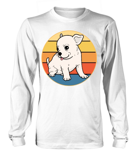 Cute Chihuahua Dog Breed Vintage Retro Sunset Long sleeved Unisex
