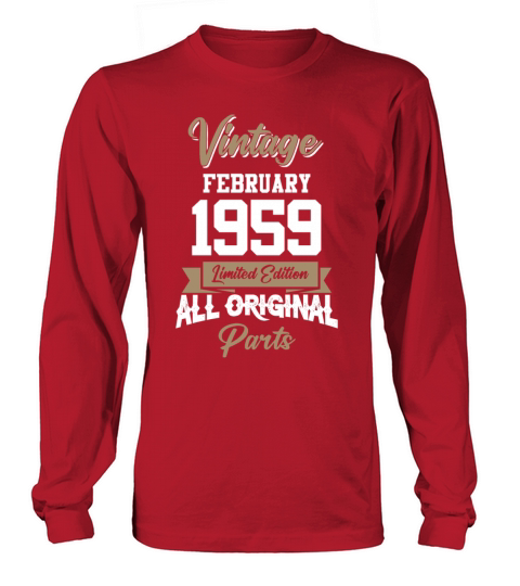 February 1959 Vintage Birthday Present Long sleeved Unisex