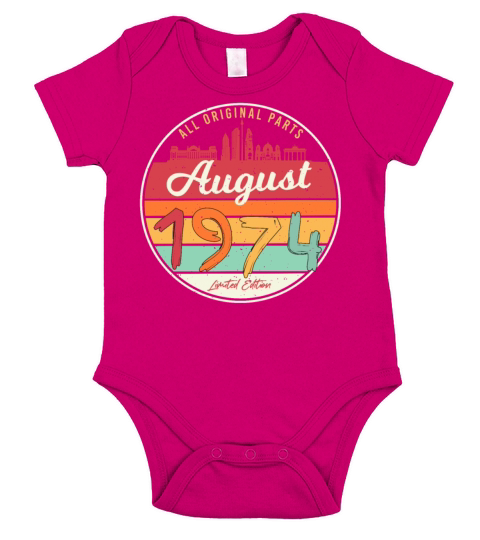 1974 In August Vintage Short Sleeve Baby One-Piece