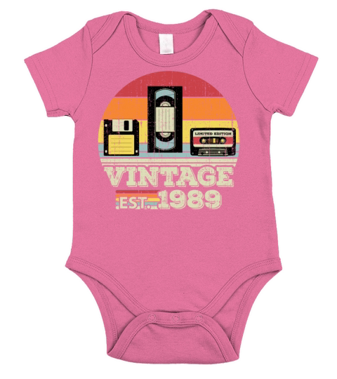 34 Year Old Vintage 1989 34th Birthday Gift Short Sleeve Baby One-Piece