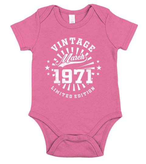 50th Birthday March Gift Vintage 1971 50 Years Short Sleeve Baby One-Piece