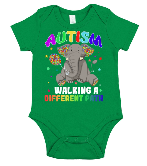 Autism Elephant Walking A Different Path Outfit Fo Short Sleeve Baby One-Piece