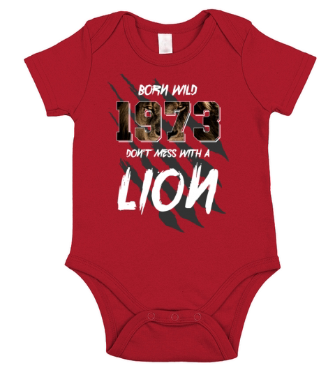 Born Wild 1973 Vintage 1973 49th Birthday Lions Short Sleeve Baby One-Piece