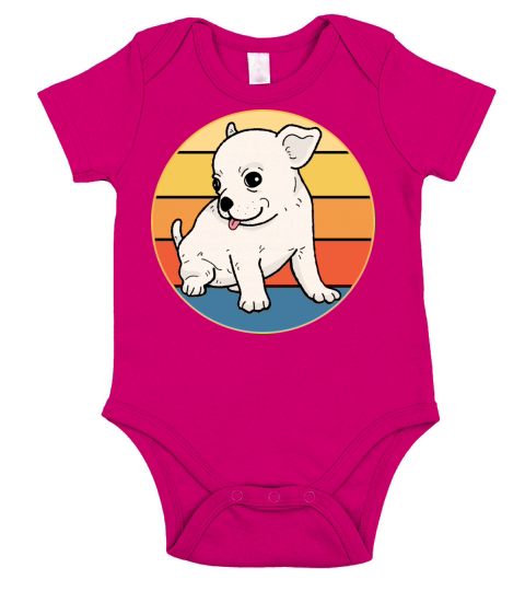 Cute Chihuahua Dog Breed Vintage Retro Sunset Short Sleeve Baby One-Piece