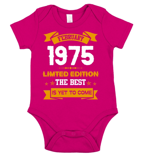 February 1975 Birthday Surprise Short Sleeve Baby One-Piece