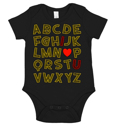 I Heart You Valentines Day Alphabet Typography Short Sleeve Baby One-Piece