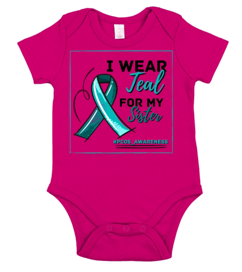 I Wear Teal For My Sister PCOS Teal Ribbon Short Sleeve Baby One-Piece