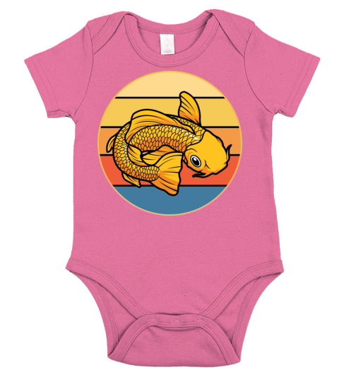 Japanese Koi Fish Vintage Retro Sunset Short Sleeve Baby One-Piece