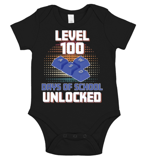 Level 100 Days Of School Unlocked Gamer Boys Short Sleeve Baby One-Piece