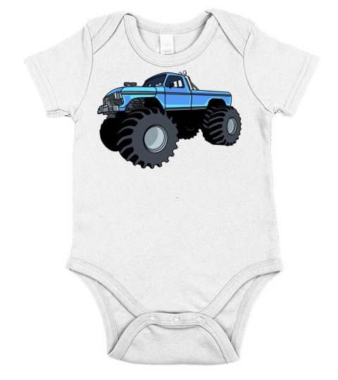 monster truck shirt toddler adult blue truck Short Sleeve Baby One-Piece